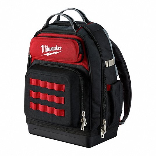 Milwaukee 48-22-8201 Tool Backpack 18 in W 9 7/16 in D 20 3/8 in H, Ballistic Nylon, Red, 46 Inside Pockets