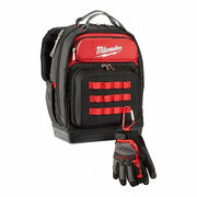 Milwaukee 48-22-8201 Tool Backpack 18 in W 9 7/16 in D 20 3/8 in H, Ballistic Nylon, Red, 46 Inside Pockets