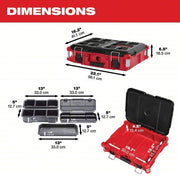 Milwaukee 48-22-8424 PACKOUT Tool Case 22 1/8 in Wd, 16 1/4 in Dp, 6 1/2 in Ht, Plastic, 5 Compartments