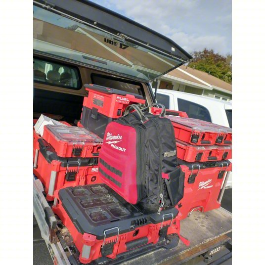 Milwaukee 48-22-8424 PACKOUT Tool Case 22 1/8 in Wd, 16 1/4 in Dp, 6 1/2 in Ht, Plastic, 5 Compartments