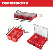 Milwaukee 48-22-8430 PACKOUT Tool Case 19 3/4 in Wd, 15 1/2 in Dp, 4 5/8 in Ht, Plastic, 10 Compartments, Red