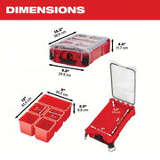 Milwaukee 48-22-8435 Tool Case 9 7/8 in Wd, 15 1/4 in Dp, 4 5/8 in Ht, Plastic, 5 Compartments, Red