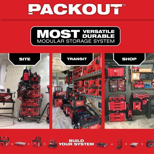 Milwaukee 48-22-8435 Tool Case 9 7/8 in Wd, 15 1/4 in Dp, 4 5/8 in Ht, Plastic, 5 Compartments, Red