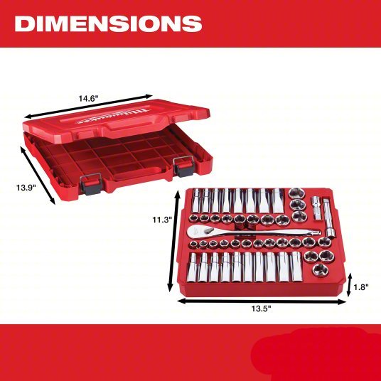 Milwaukee 48-22-9010 47pc 1/2" Drive Metric & SAE Ratchet and Socket Set