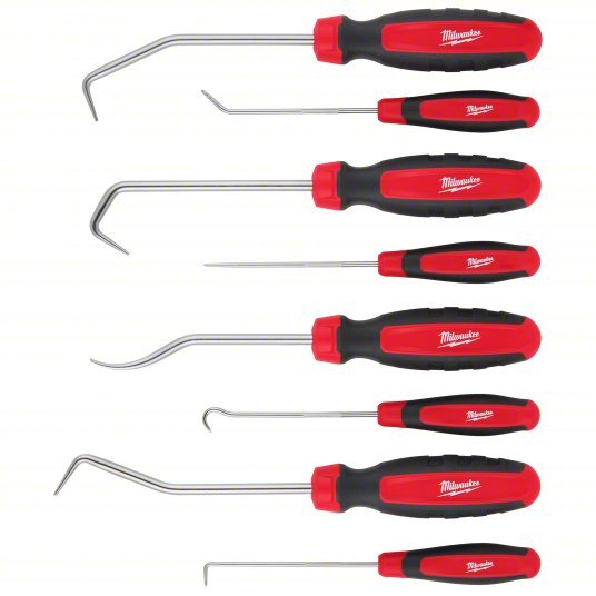 Milwaukee 48-22-9218 Hook/Pick Set Chrome Vanadium Steel, Angle/Hook/Multi-Angle/Straight