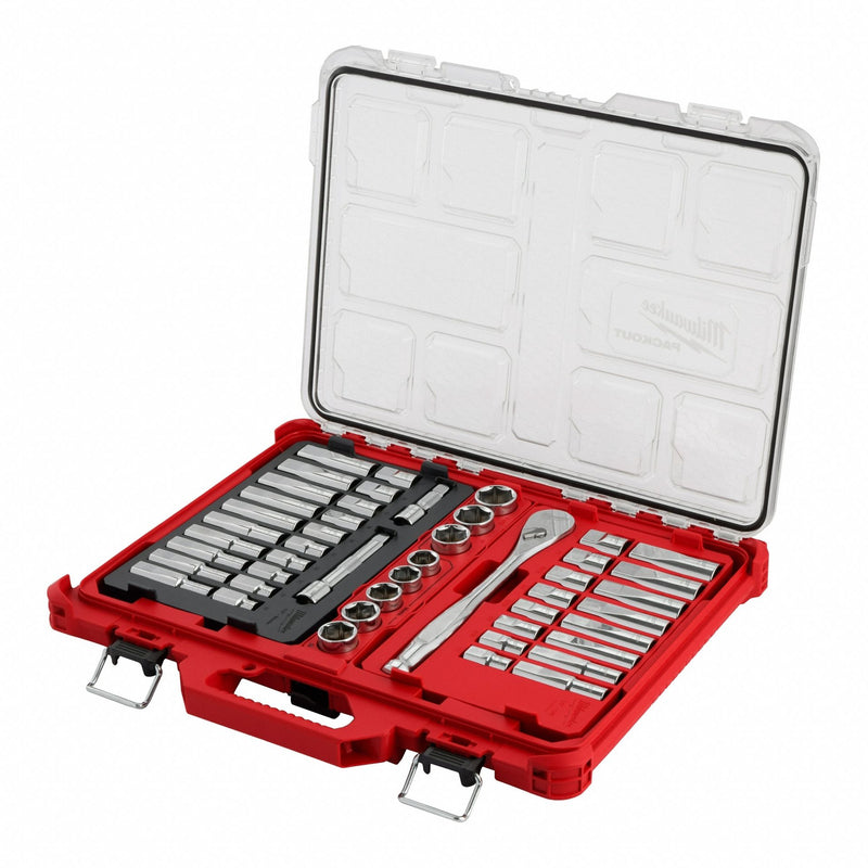 Milwaukee Tool 48-22-9487 Mechanic Hand Tool Set, 1/2 in Drive Size, 47 Pieces, (26) 6 Point, (18) 6-Point