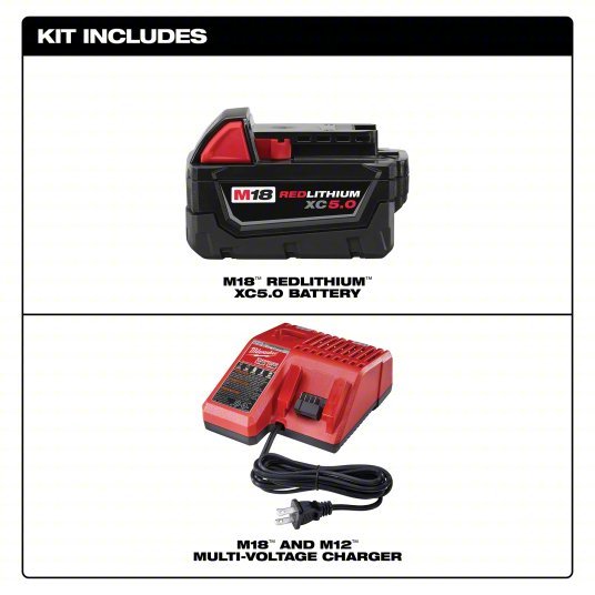 Milwaukee 48-59-1850 Battery & Charger Kit M18™, Li-ion, 5 Ah, XC, 18 V