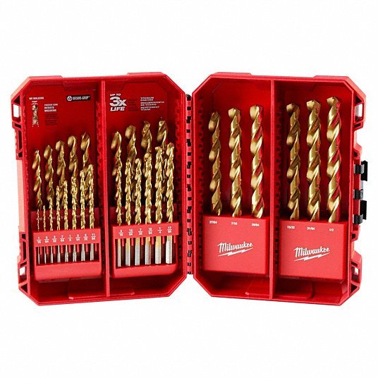 Milwaukee 48-89-0012 Jobber Length Drill Set 1/2 in Smallest Drill Bit Size, 1/16 in Largest Drill Bit Size - Redwood.KV21R665