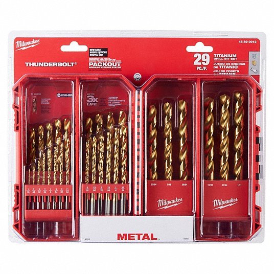 Milwaukee 48-89-0012 Jobber Length Drill Set 1/2 in Smallest Drill Bit Size, 1/16 in Largest Drill Bit Size - Redwood.KV21R665