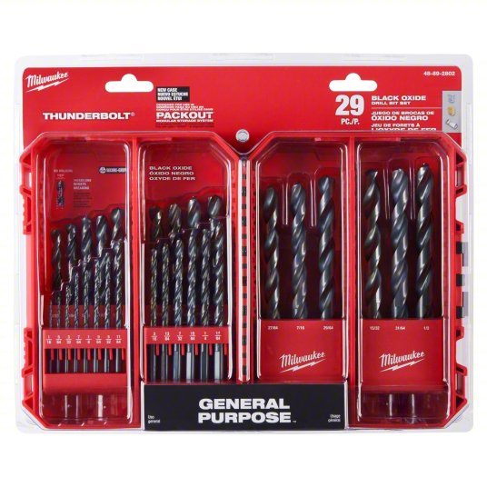 Milwaukee 48-89-2802 Jobber Length Drill Set 1/2 in Smallest Drill Bit Size, 1/16 in Largest Drill Bit Size