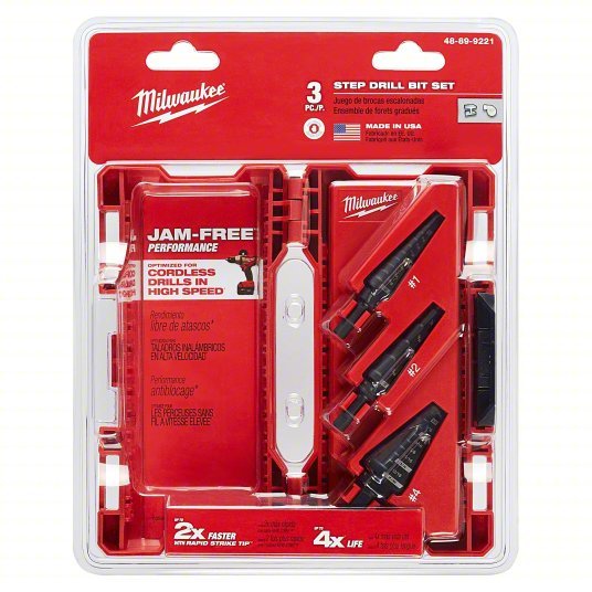 Milwaukee 48-89-9221 Step Drill Bit Set 31 Hole Sizes, 1/8 in to 7/8 in, Black Oxide Finish, High Speed Steel
