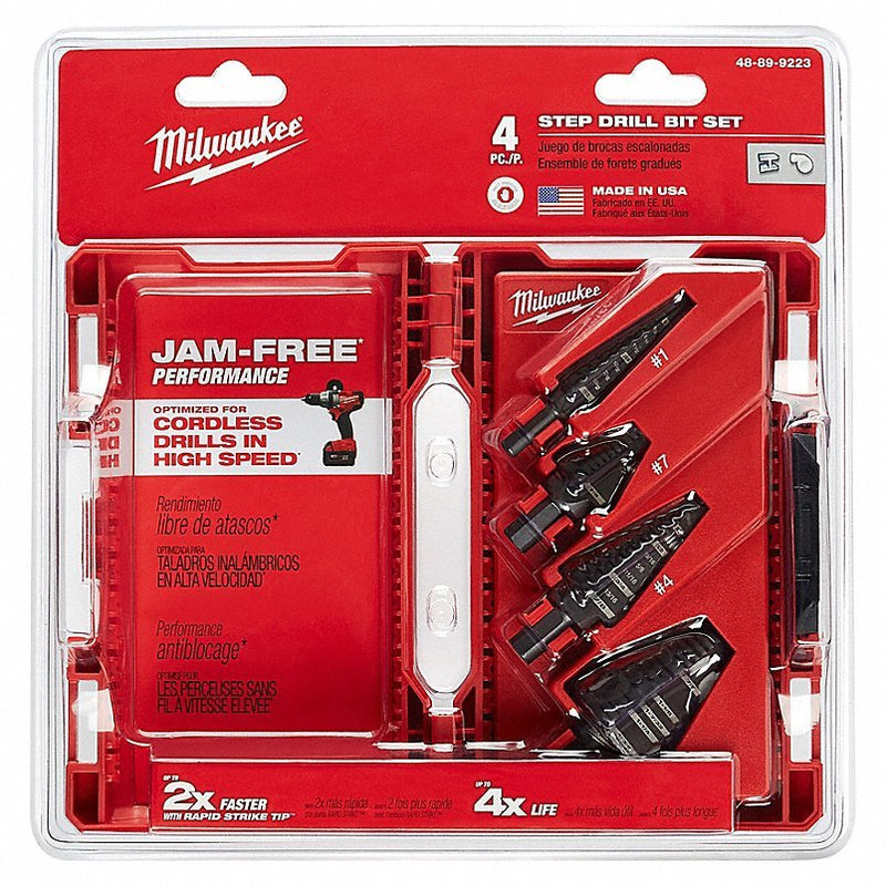 Milwaukee 48-89-9223 Step Drill Bit Set, High Speed Steel, Black Oxide, 4-Piece - Redwood.KV19RK84