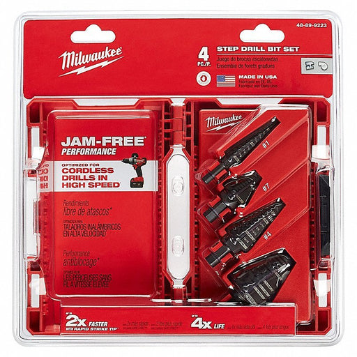 Milwaukee 48-89-9223 Step Drill Bit Set, High Speed Steel, Black Oxide, 4-Piece - Redwood.KV19RK84