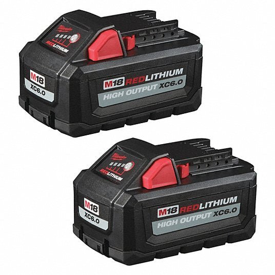 Milwaukee 48-11-1862 M18 18V REDLITHIUM Lithium-Ion High Output Battery Pack, XC6.0, 6 Ah, 2-Pack