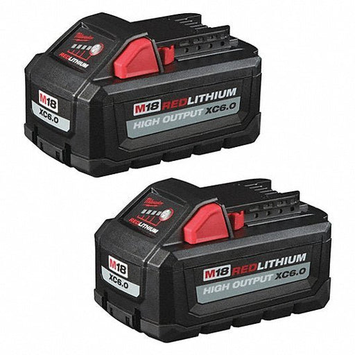 Milwaukee 48-11-1862 M18 18V REDLITHIUM Lithium-Ion High Output Battery Pack, XC6.0, 6 Ah, 2-Pack
