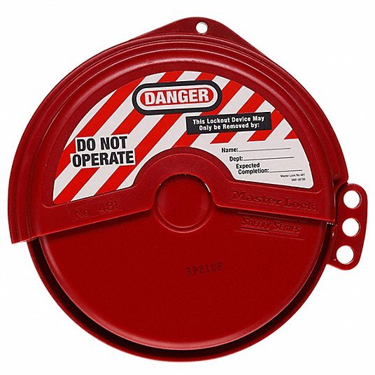 Master Lock 481 Gate Valve Lockout Collapsible Gate Valve Lockout, For 5 in Max Hand Wheel Dia, Red