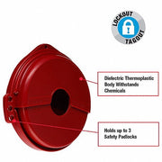 Master Lock 481 Gate Valve Lockout Collapsible Gate Valve Lockout, For 5 in Max Hand Wheel Dia, Red