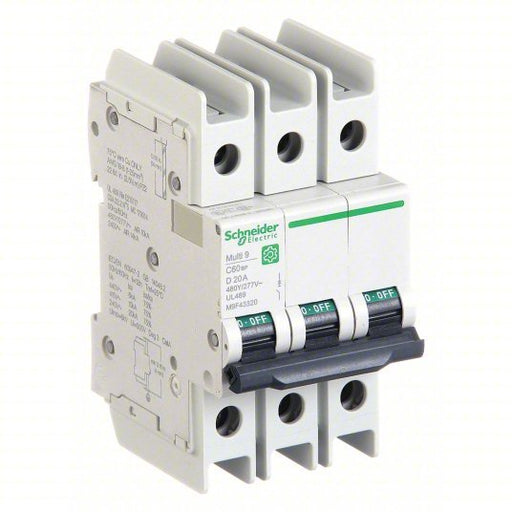 Schneider M9F43320 IEC Miniature Circuit Breaker 20 A Amps, 14kA at 120/240V AC, Screw Clamp, D