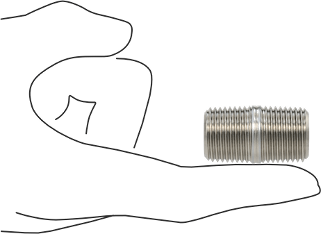McMaster 4830K172 Standard-Wall 304/304L Stainless Steel Pipe Nipple Threaded on Both Ends, 1/2 NPT, 1-1/2" Long