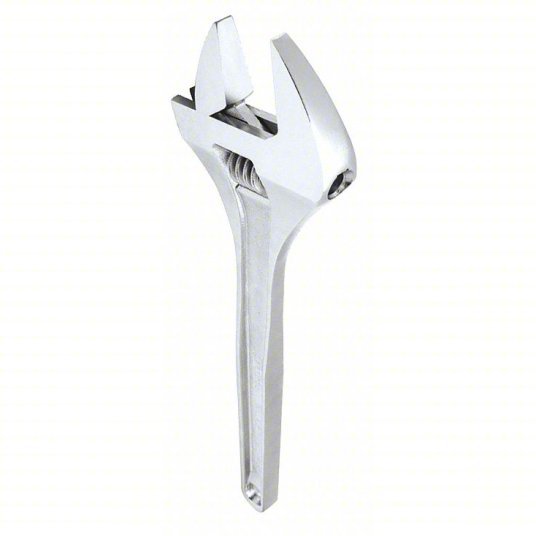 Proto J718A Adjustable Wrench Alloy Steel, Chrome, 18 in Overall Lg, 2 3/8 in Jaw Capacity, Plain Grip