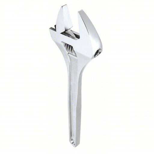 Proto J718A Adjustable Wrench Alloy Steel, Chrome, 18 in Overall Lg, 2 3/8 in Jaw Capacity, Plain Grip