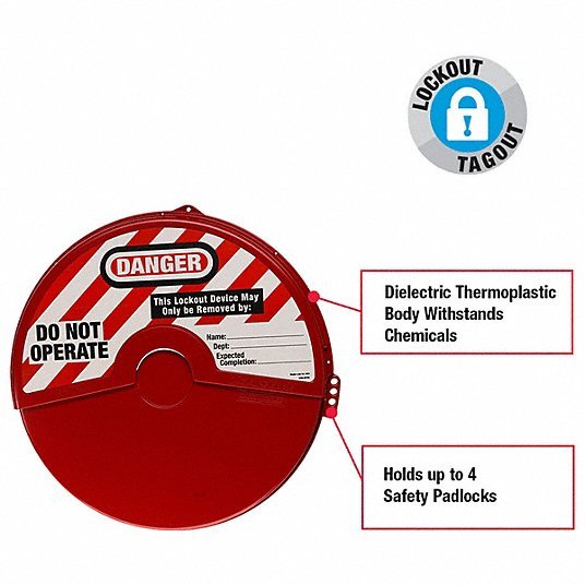 Master Lock 484 Gate Valve Lockout Collapsible Gate Valve Lockout, For 13 in Max Hand Wheel Dia, Red