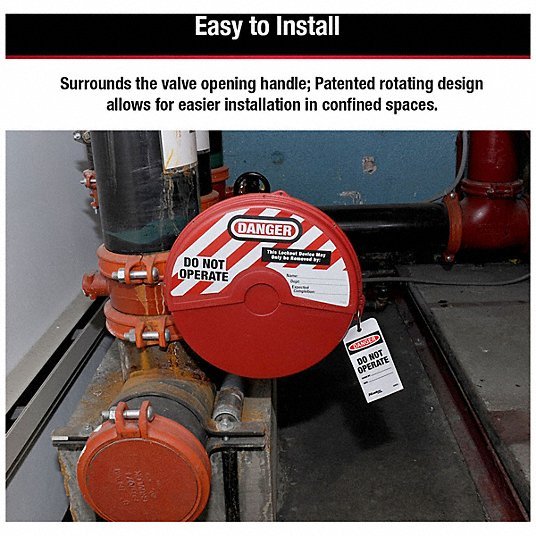 Master Lock 484 Gate Valve Lockout Collapsible Gate Valve Lockout, For 13 in Max Hand Wheel Dia, Red