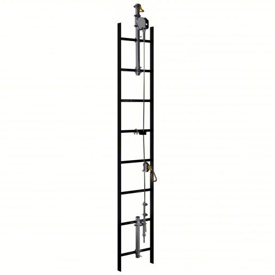 Lad-Saf 6118050 Cable Vertical Safety System Trailing, Steel, Auto, 50 ft Lifeline Lg, 620 lb Capacity
