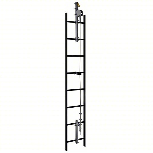 Lad-Saf 6118030 Cable Vertical Safety System Trailing, Steel, Auto, 30 ft Lifeline Lg, 620 lb Capacity