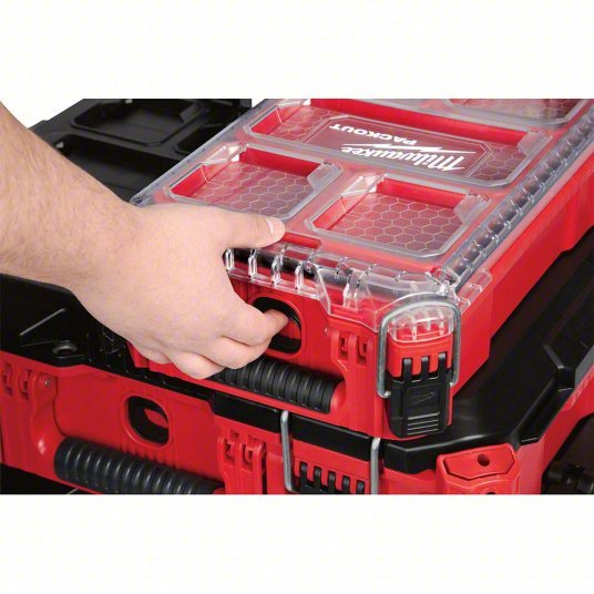 Milwaukee 48-22-8435 Tool Case 9 7/8 in Wd, 15 1/4 in Dp, 4 5/8 in Ht, Plastic, 5 Compartments, Red