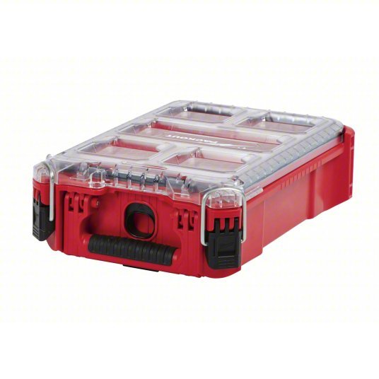 Milwaukee 48-22-8435 Tool Case 9 7/8 in Wd, 15 1/4 in Dp, 4 5/8 in Ht, Plastic, 5 Compartments, Red
