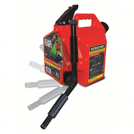 Surecan SUR2SFG2 Gas Can 2 gal Capacity, Gasoline, HDPE, Red
