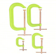 Wilton 11114 C-Clamp Set High Vis, Extra Heavy Duty/Heavy Duty, V-Grooved, Swivel, Sliding T Handle
