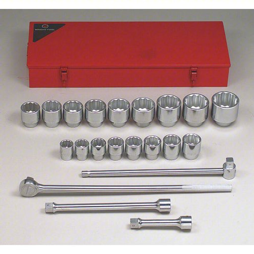 Wright 821 Socket Wrench Set 1 in Drive Size, 21 Pieces, 1 7/16 in to 3 1/8 in Socket Size Range - Redwood.KV48J314