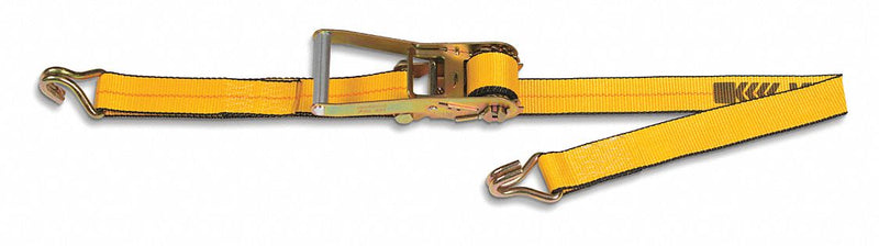 Kinedyne 573060GRA Tie Down Strap, Ratchet, Wire-Hook, 2 in W x 30 ft L, 1,670 lb WLL, Yellow, Polyester