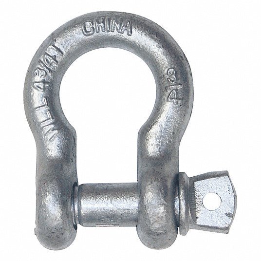 Kinedyne 101-12625GRA Anchor Shackle: Screw Pin, 6,500 lb Working Load Limit, 1 7/64 in Wd Between Eyes