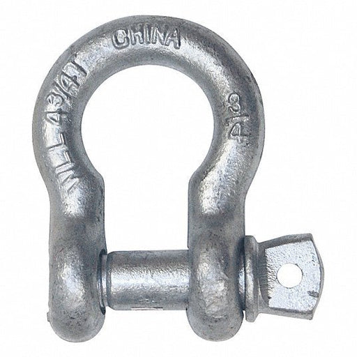 Kinedyne 101-12625GRA Anchor Shackle: Screw Pin, 6,500 lb Working Load Limit, 1 7/64 in Wd Between Eyes