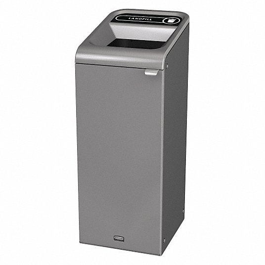 Rubbermaid 1961614 15 gal Rectangular Steel Recycling Bin, Gray