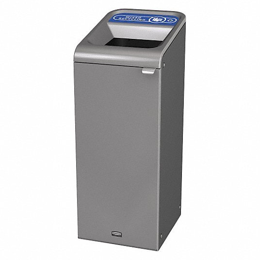 Rubbermaid 1961615 15 gal Rectangular Steel Recycling Bin, Gray