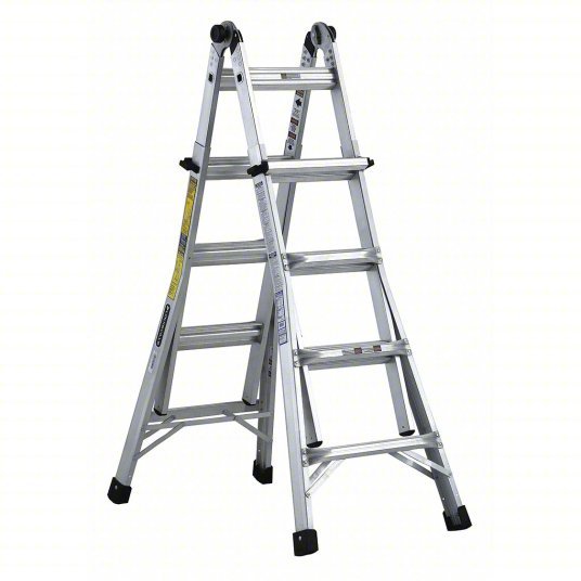 Louisville L-2098-17 Multipurpose Ladder, Extension, Scaffold, Staircase, Stepladder Configuration, 15 ft, Aluminum