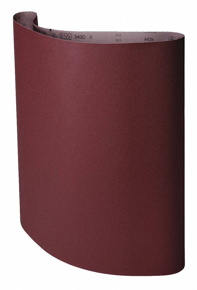 3M 340D Sanding Belt, 43 in W x 75 in L, Aluminum Oxide, P180 Grit, X Wt Cloth