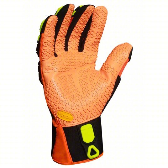 Ironclad VIB-OBMC5-04-L Mechanics Gloves Vibram(TM) Vulcanized Rubber, Black/ Hi-Visibility Yellow/ Orange, 1 PR