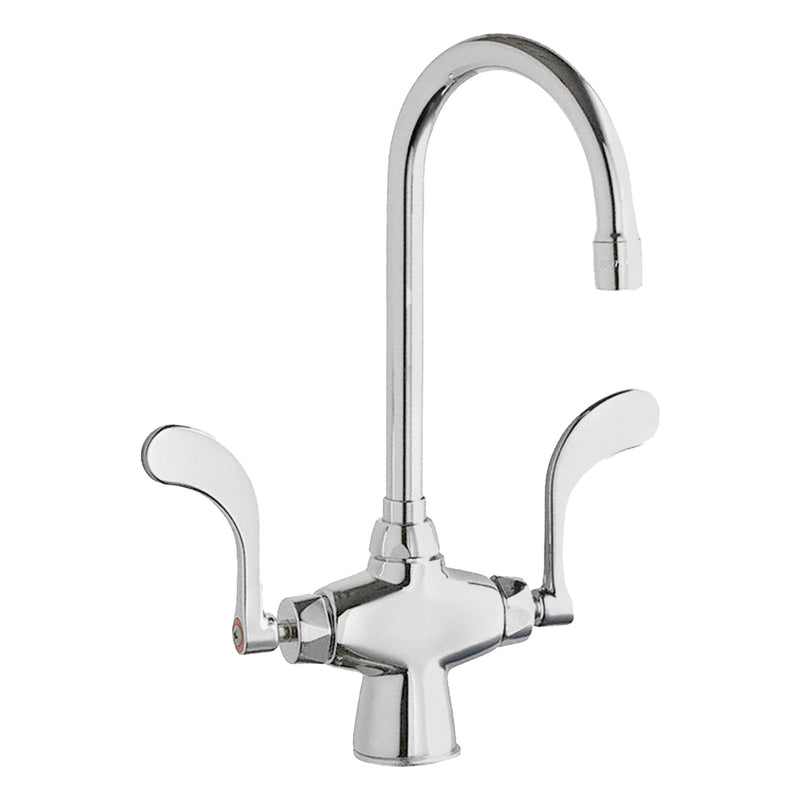 Chicago Faucets 50-317XKABCP Gooseneck Kitchen Faucet, 50, Single-Post, Deck, Cast Brass, 2.2 gpm Flow Rate