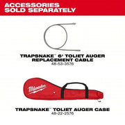 Milwaukee 49-16-3576 Toilet Auger 6 ft Cable Lg, 1/2 in Cable Dia, Bulb Head, For Toilets Fixture Type