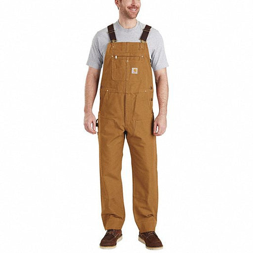 Carhartt 102776-211-36x32 Bib Overalls, 36" Waist Sz, 32" Inseam, Brn