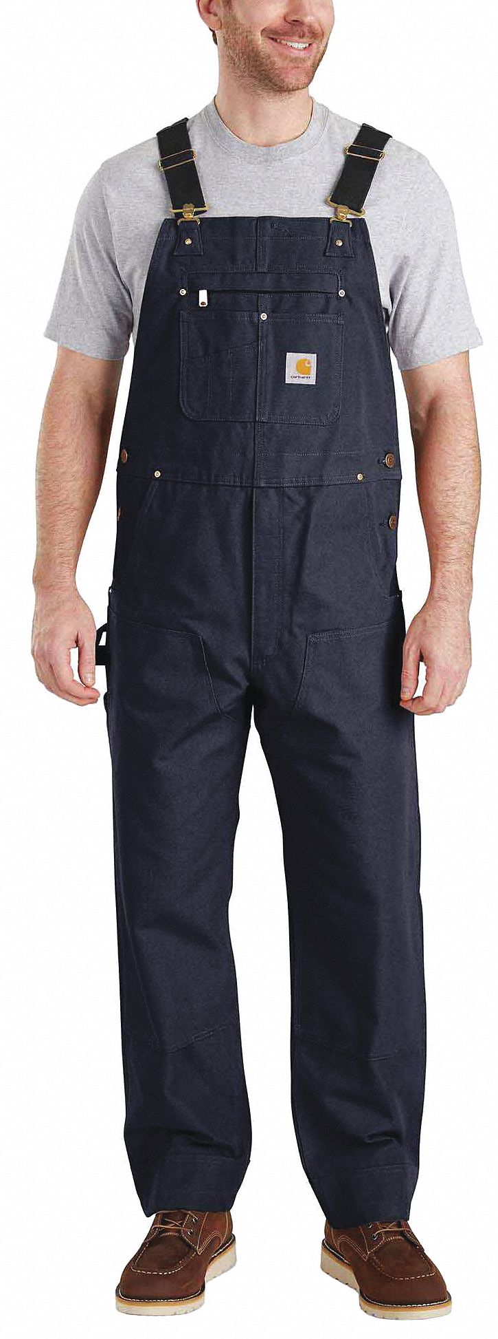 Carhartt 102776-412-54x30 Men's Bib Overalls, 4XL (54 x 30), Navy, 12 oz Cotton, Zipper Fly, 9 Pockets, Adjustable Elastic Suspenders