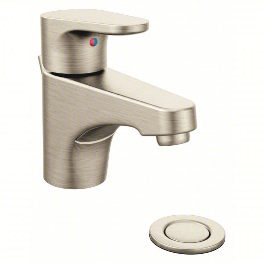 CFG Moen 46100BN Straight Spout Bathroom Faucet Edgestone, Brushed Nickel Finish, 1.2 gpm Flow Rate, Manual PK6