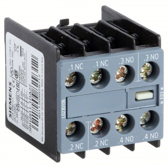 Siemens 3RH29111HA22 Auxiliary Contact 2NO/2NC, 10 A Max Current (AC), Front Mount - Redwood.KV499J72