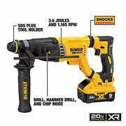 DeWalt DCH263R2 Cordless Rotary Hammer D-Handle, 20 V, SDS-Plus, 1/2 in max, 6.0 Ah, 2.2 ft-lb, 4,300 bpm