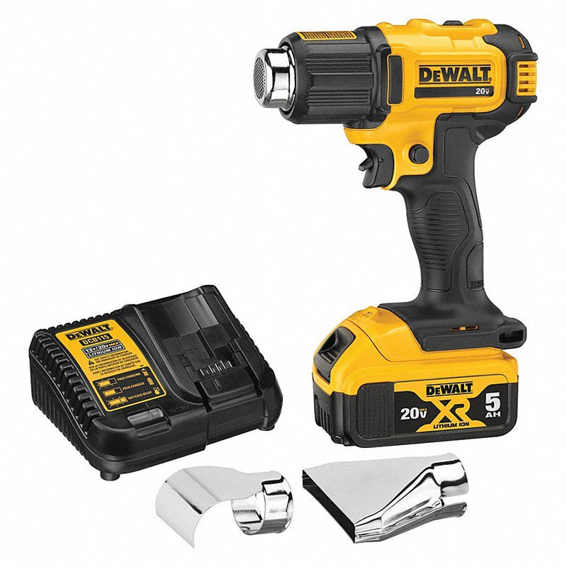 DeWalt DCE530P1 Heat Gun Kit, Battery Powered, 20V DC, Dual Temp. Setting, Pistol Handle
